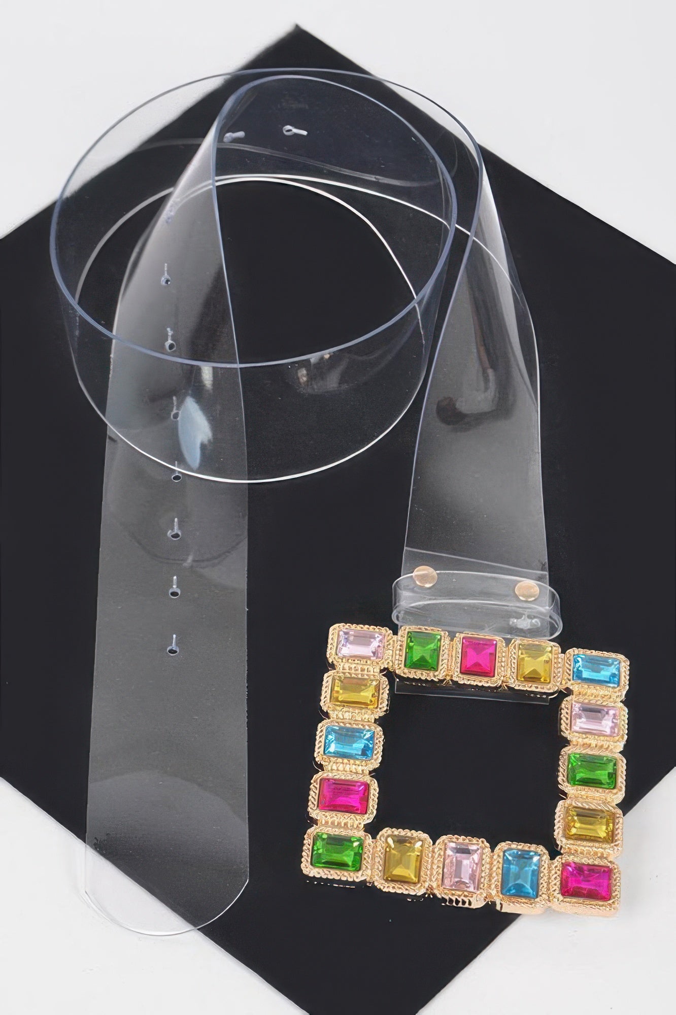 Stone Buckle Plus Size Transparent Belt