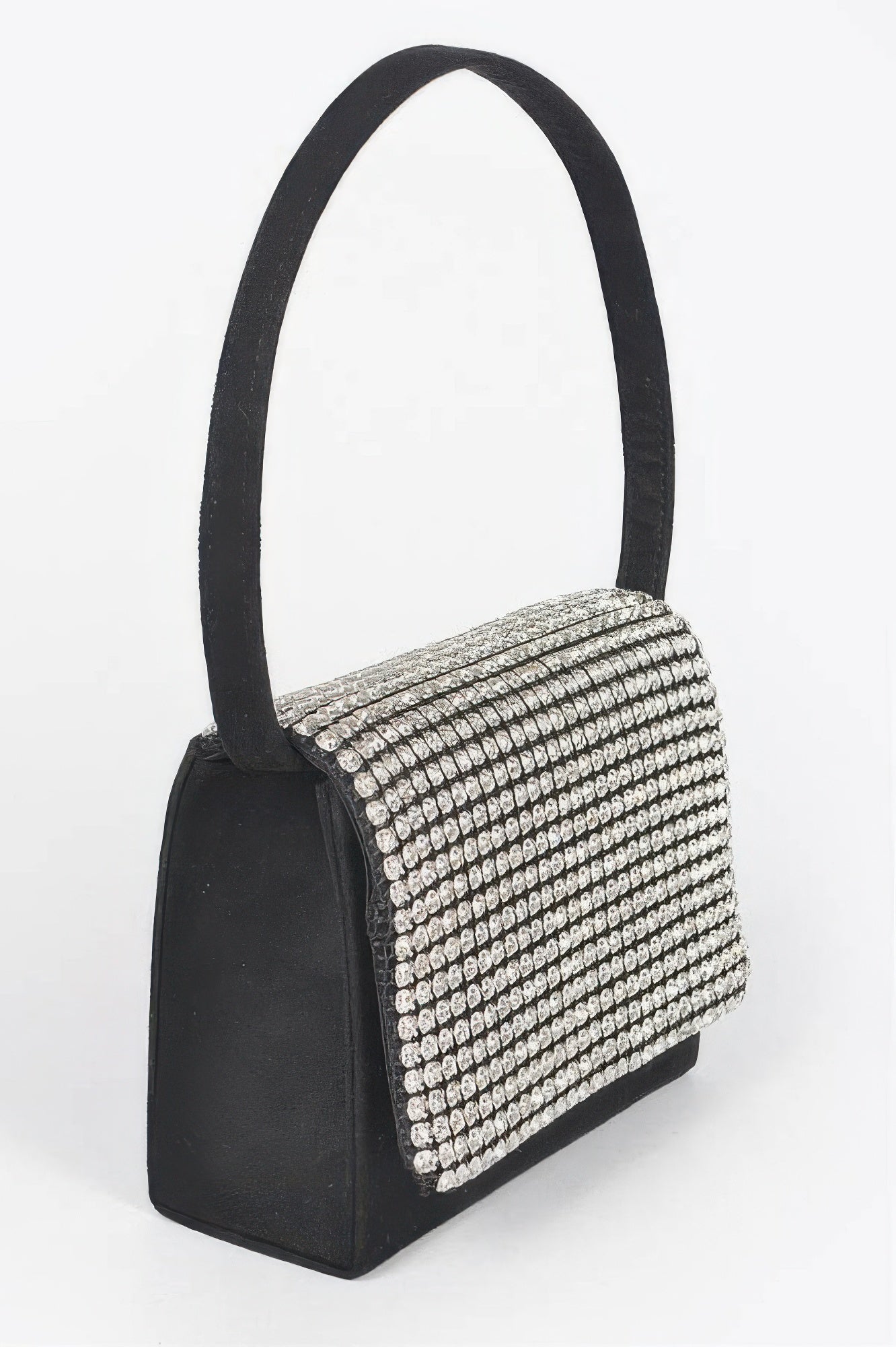 Faux Suede Oversized Rhinestone Crossbody Bag