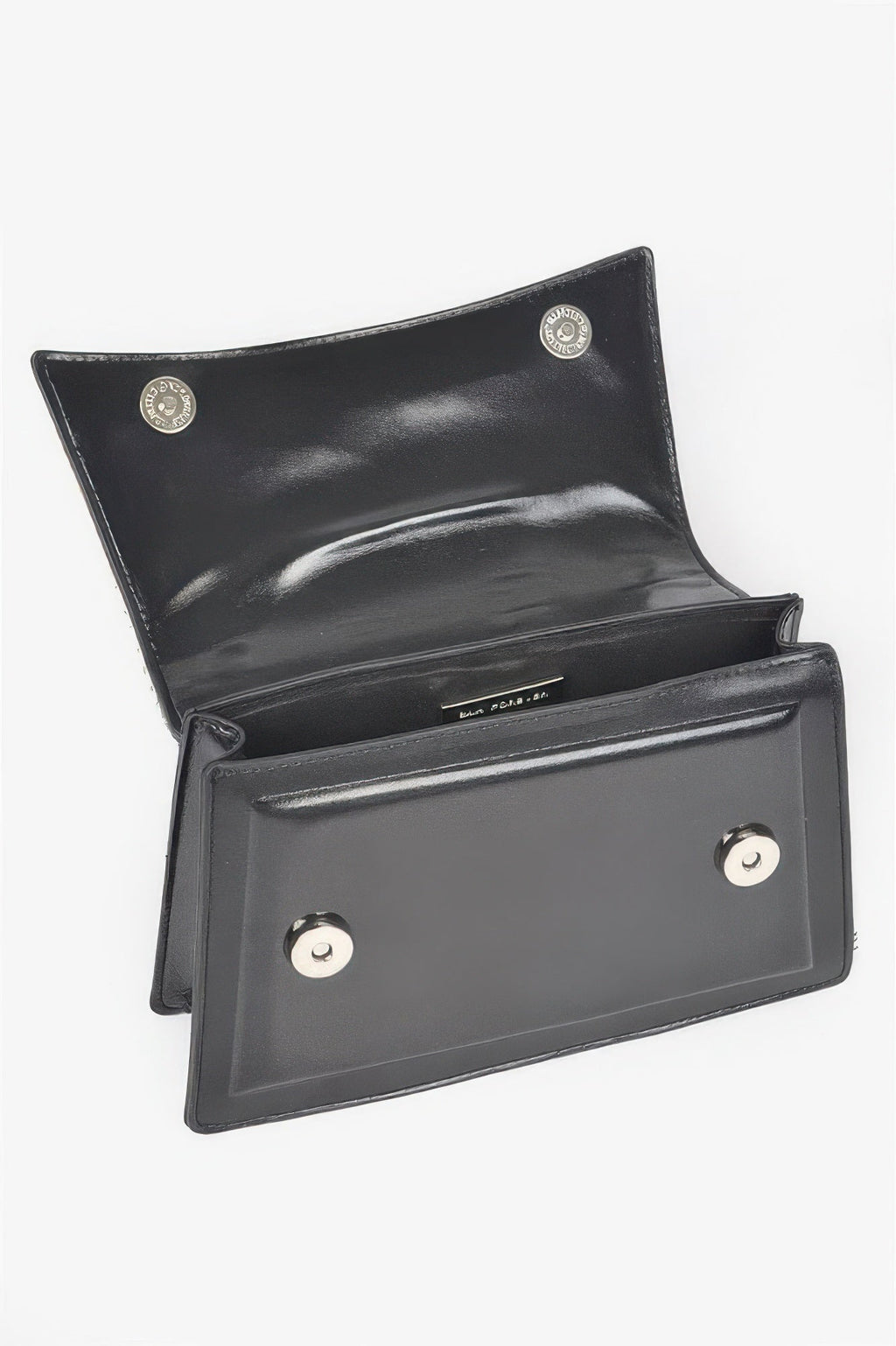 Faux Metallic Leather Top Handle Bag/w Stones