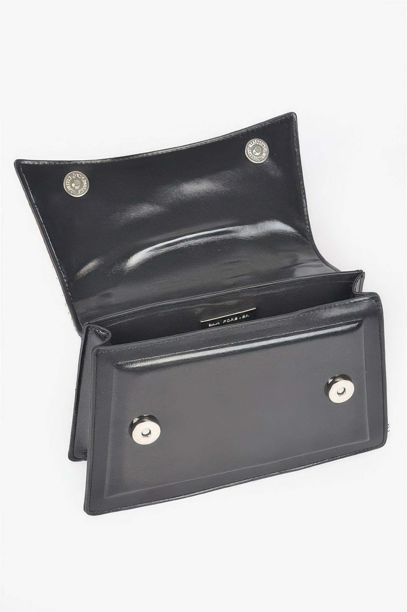 Faux Metallic Leather Top Handle Bag/w Stones