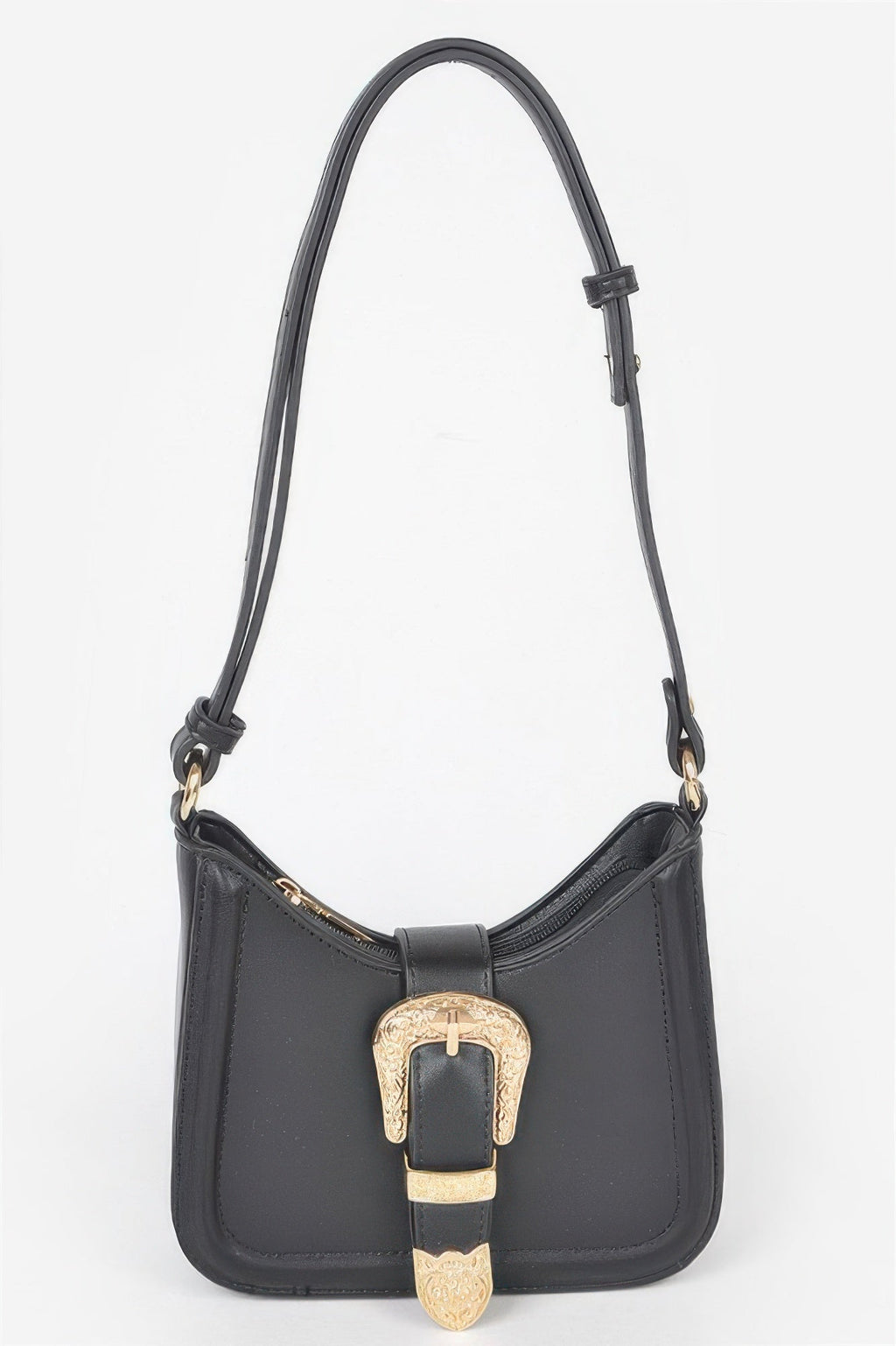 Vegan Metal Buckle Shoulder Bag