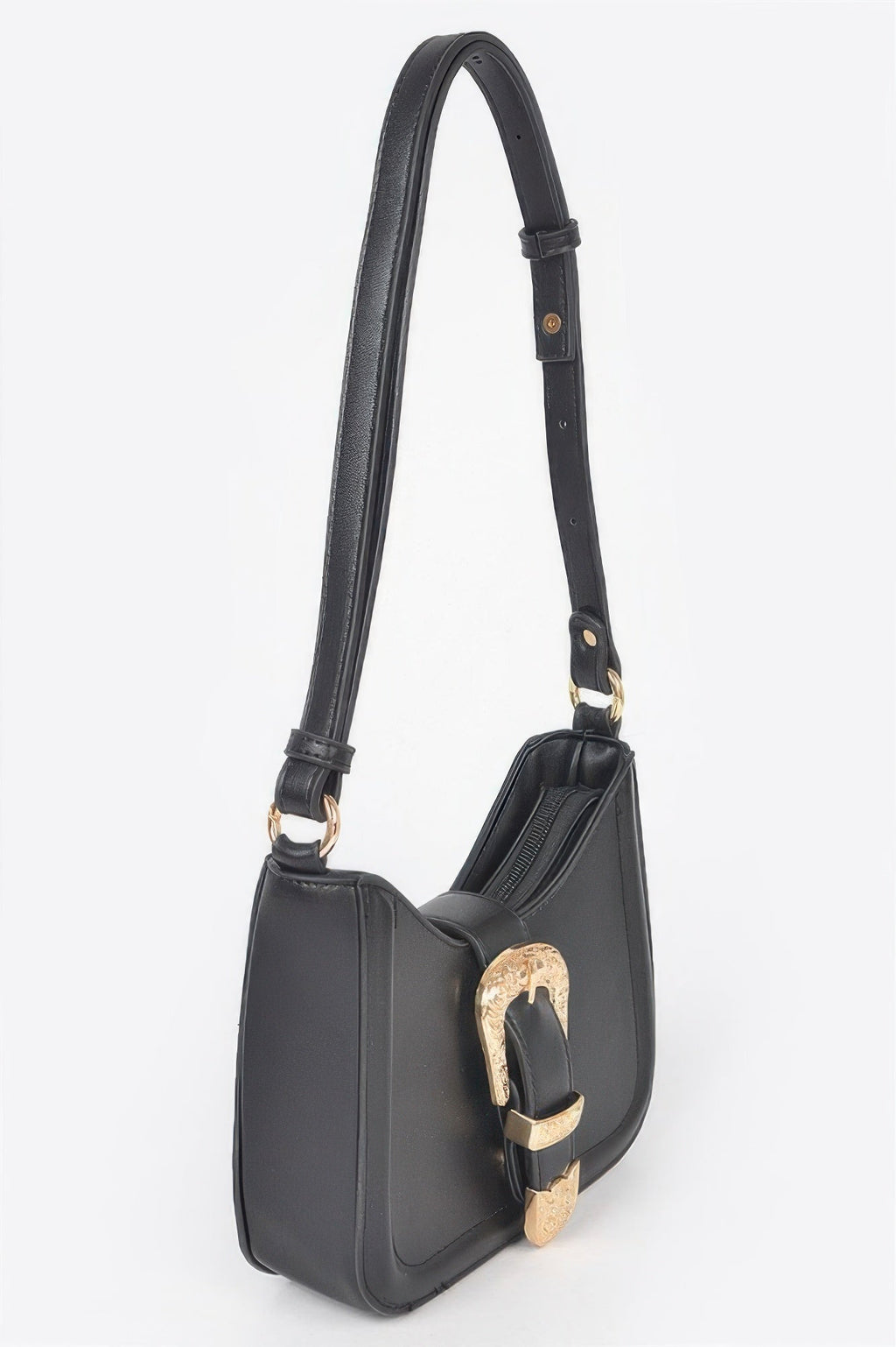 Vegan Metal Buckle Shoulder Bag