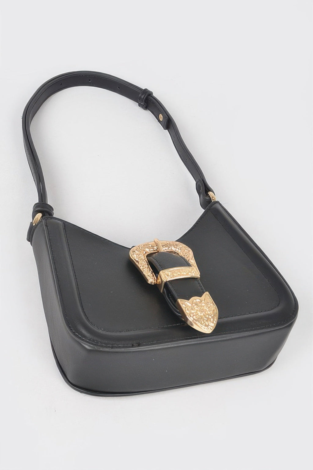 Vegan Metal Buckle Shoulder Bag