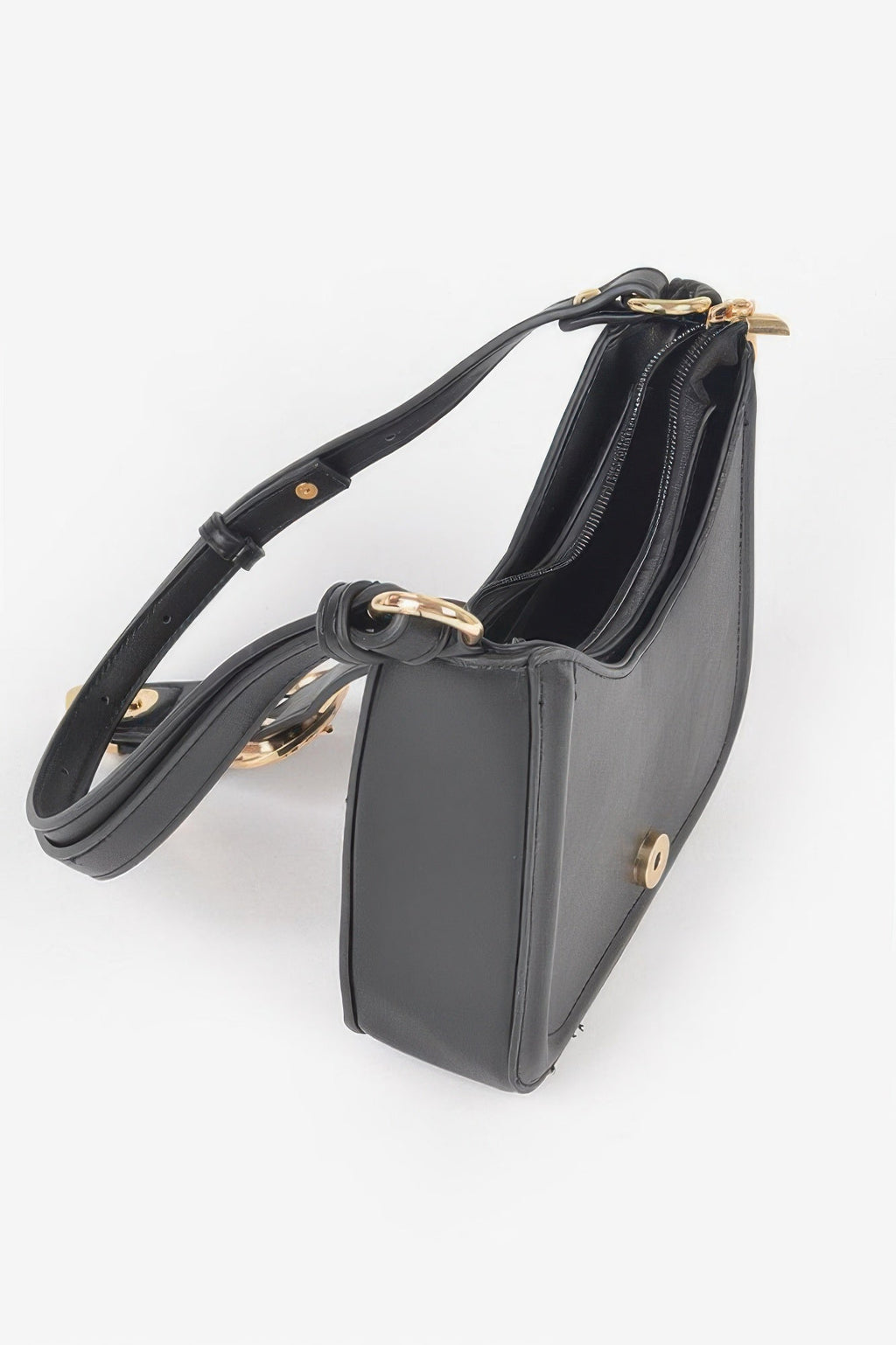 Vegan Metal Buckle Shoulder Bag