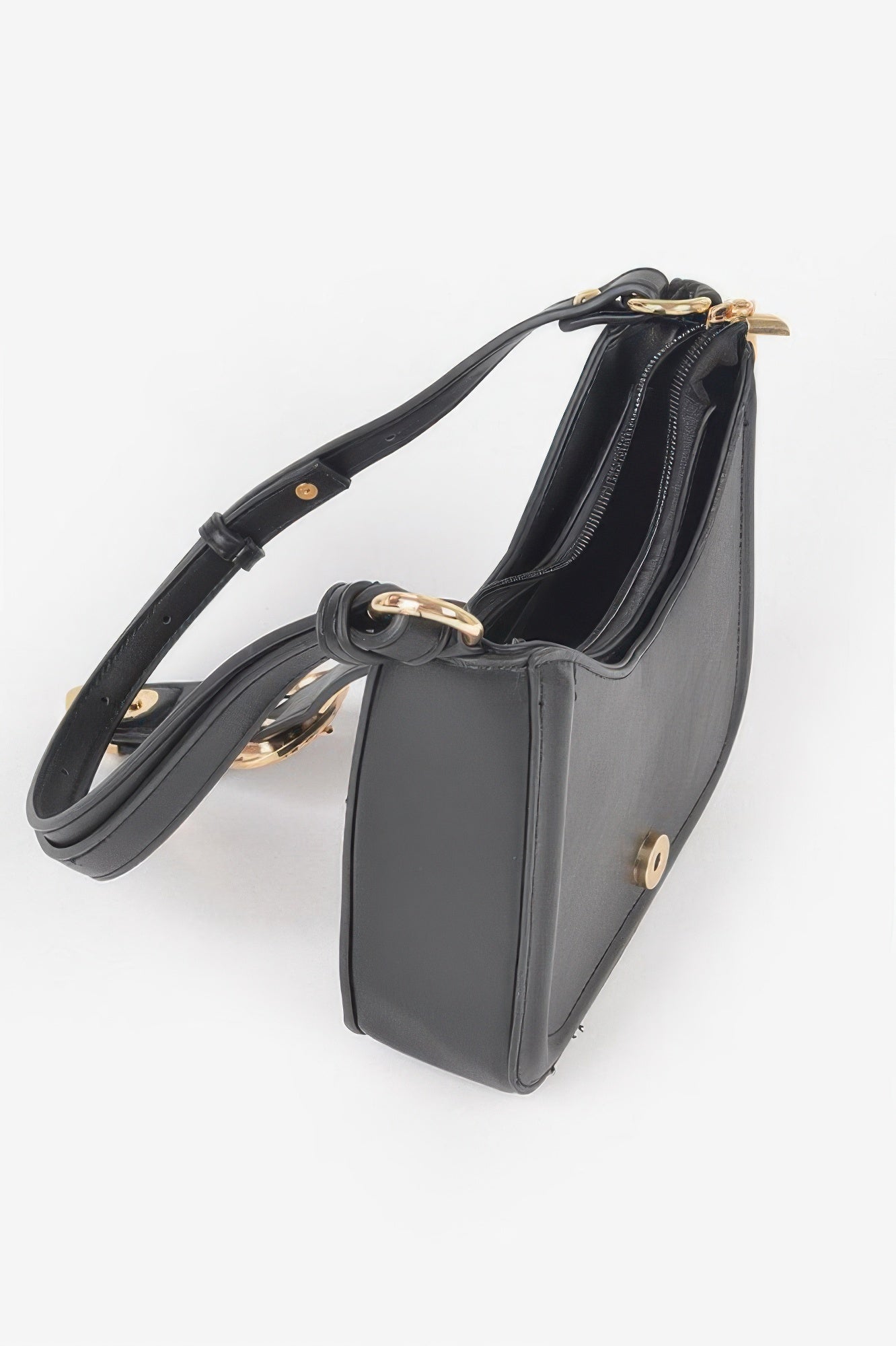Vegan Metal Buckle Shoulder Bag