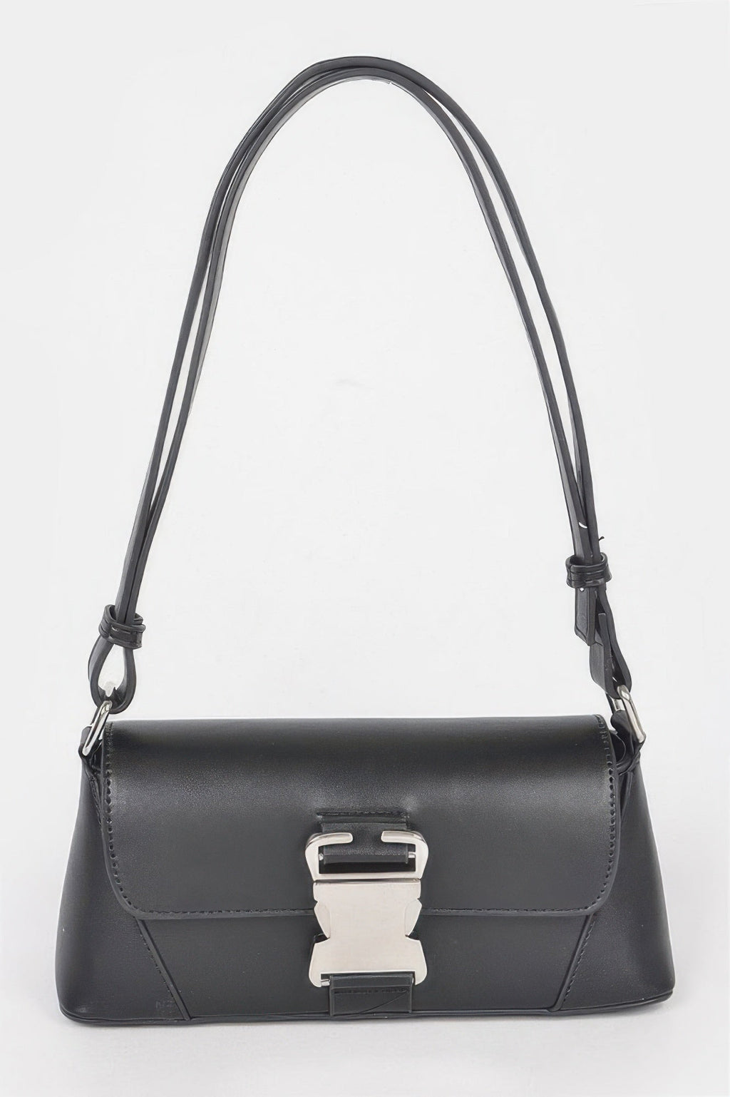 Faux Leather Metal Buckle Shoulder Bag