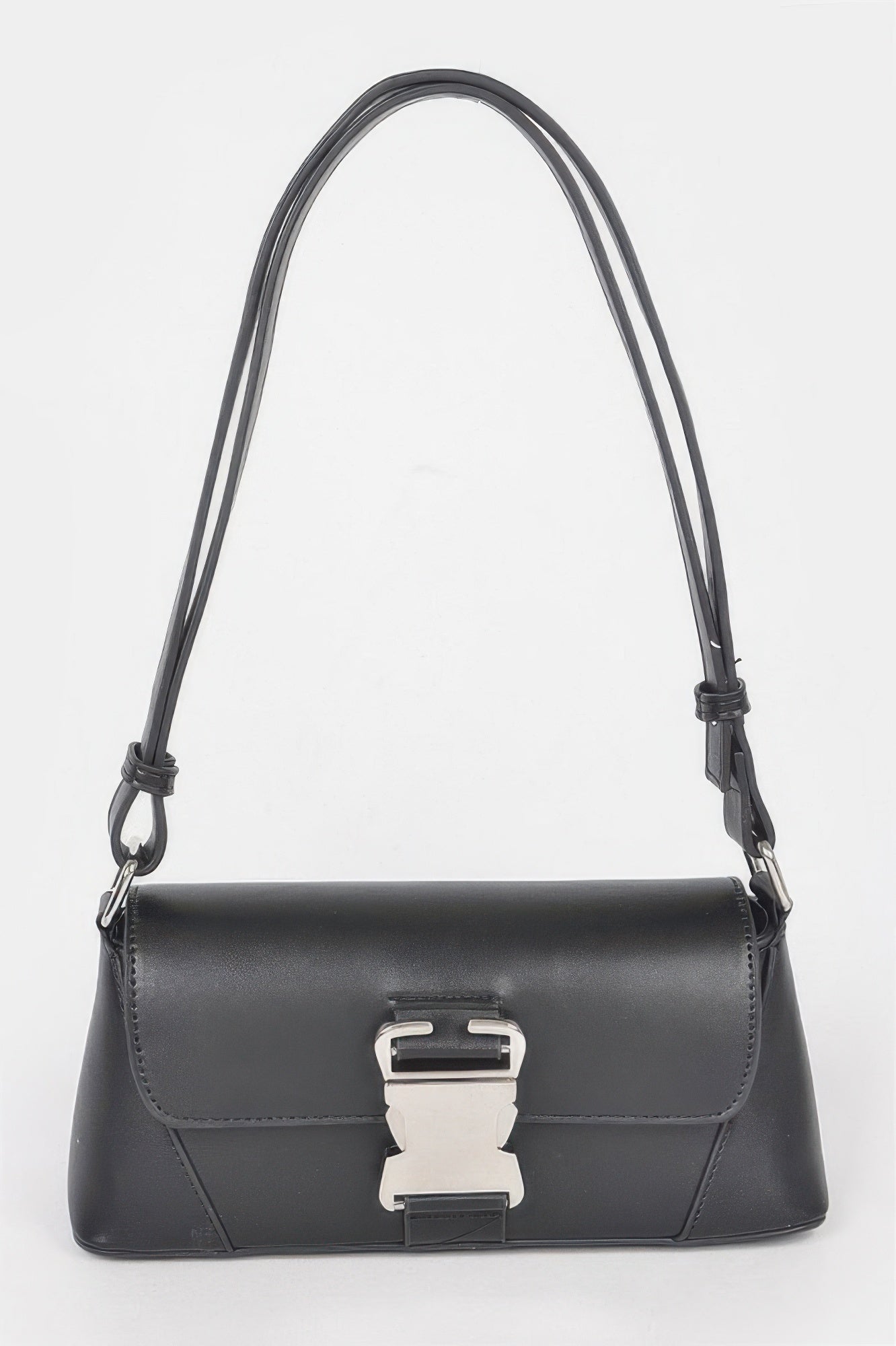 Faux Leather Metal Buckle Shoulder Bag