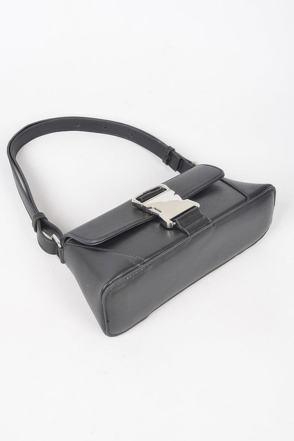 Faux Leather Metal Buckle Shoulder Bag