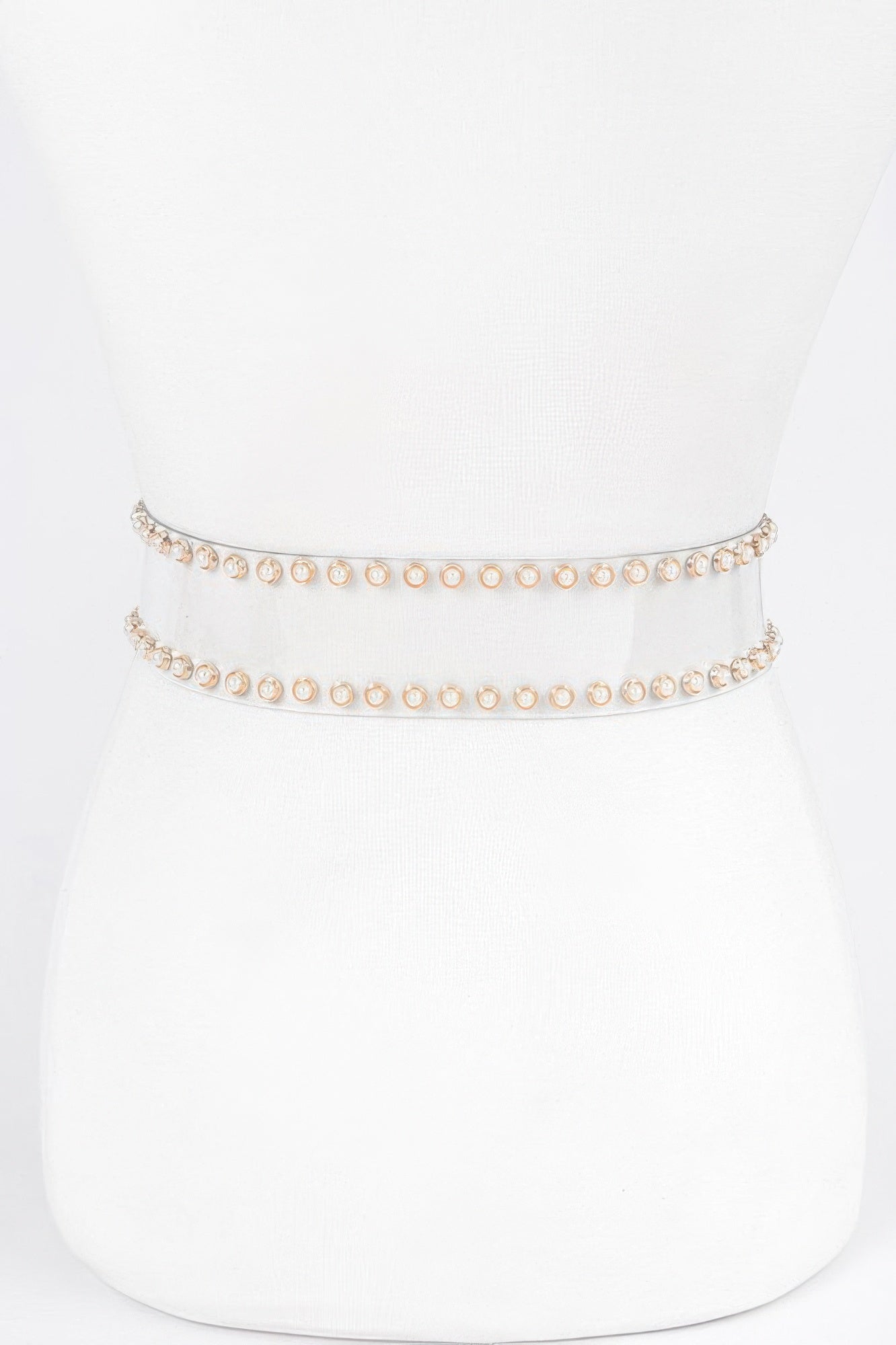 Pearl Buckle Clear Belt W/stones