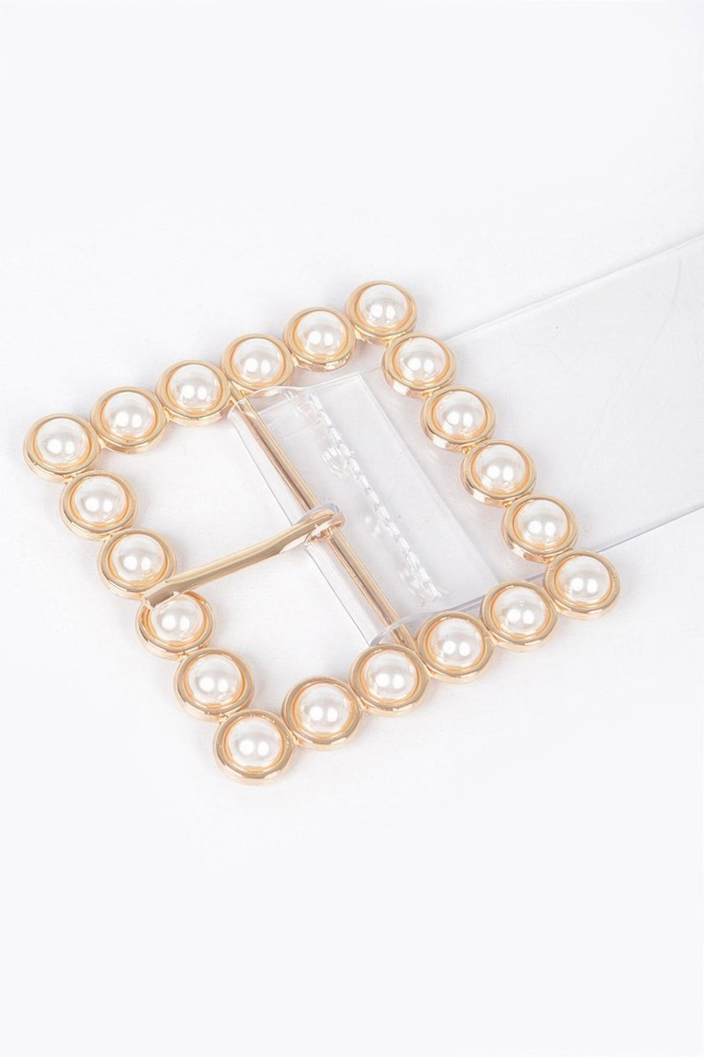 Pearl Buckle Clear Belt W/stones