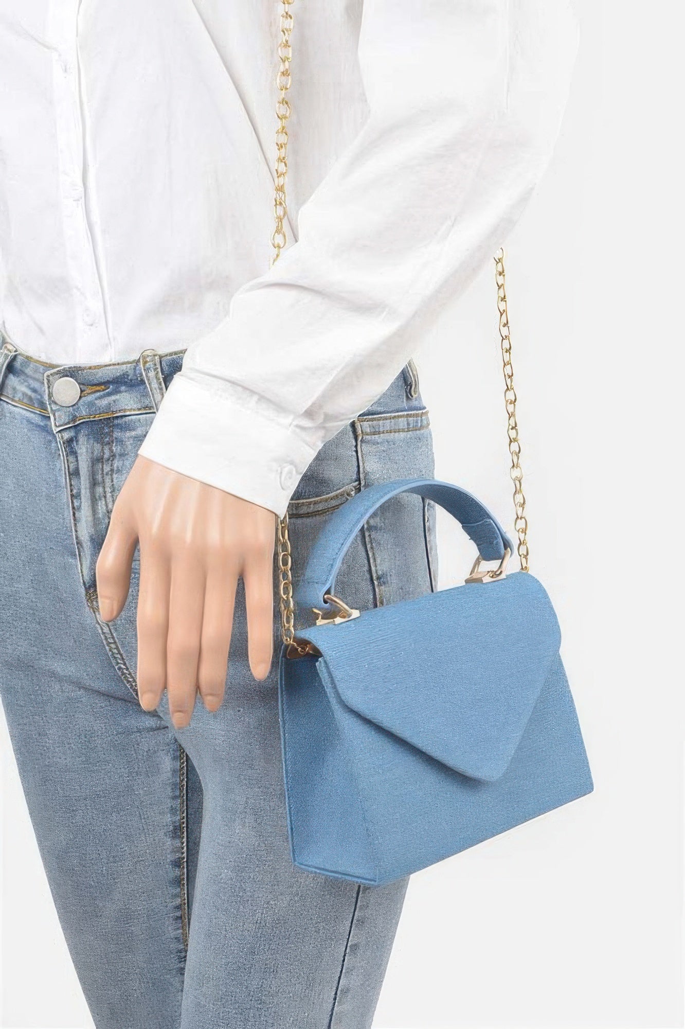 Denim Top Handle Crossbody Bag