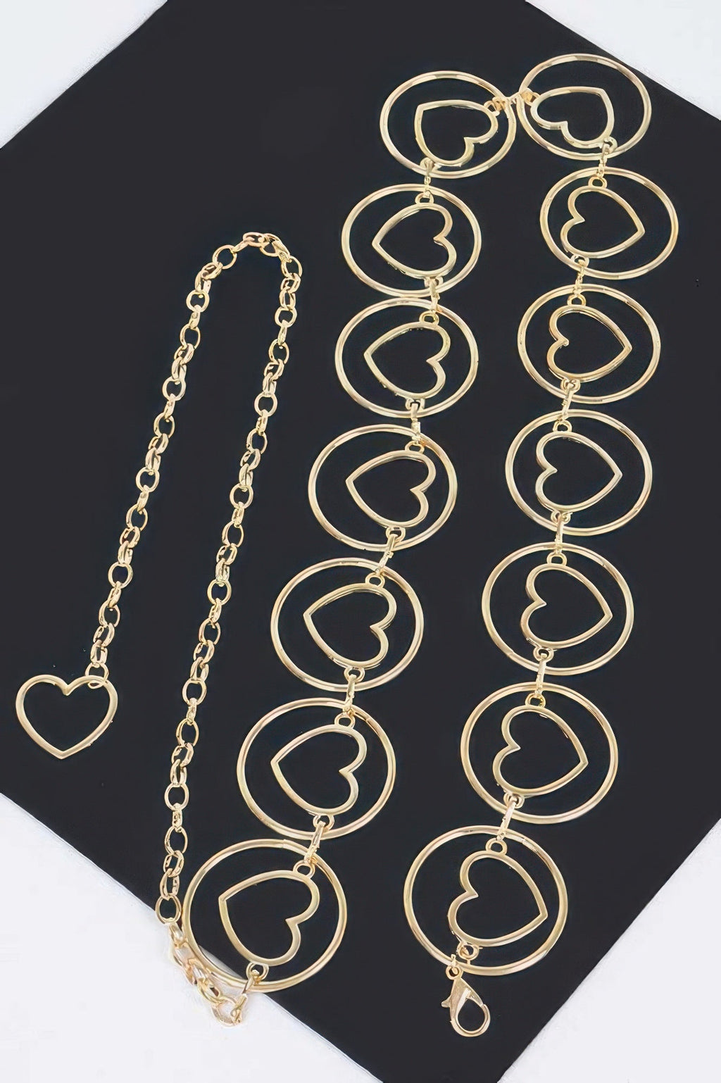 Heart Shape And O Ring Metal Chain Belt