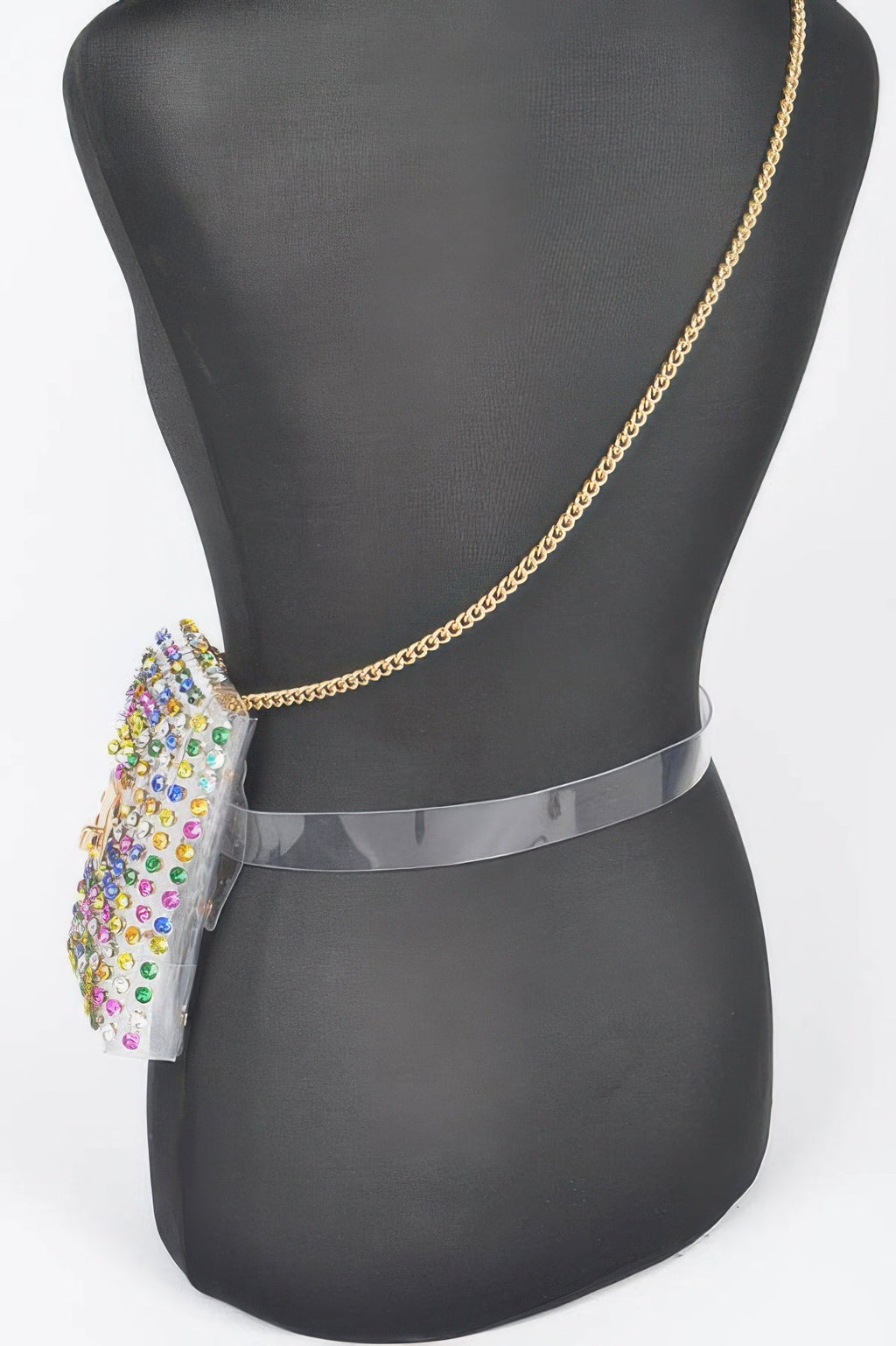 Rhinestone Clear Plus Size Belt Bag W/chain
