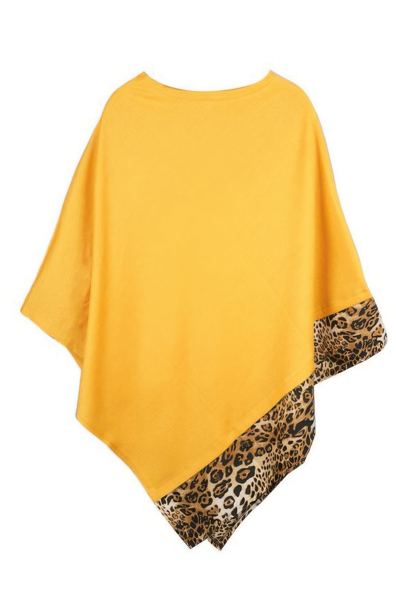 All Year Round Leopard Trim Solid Poncho