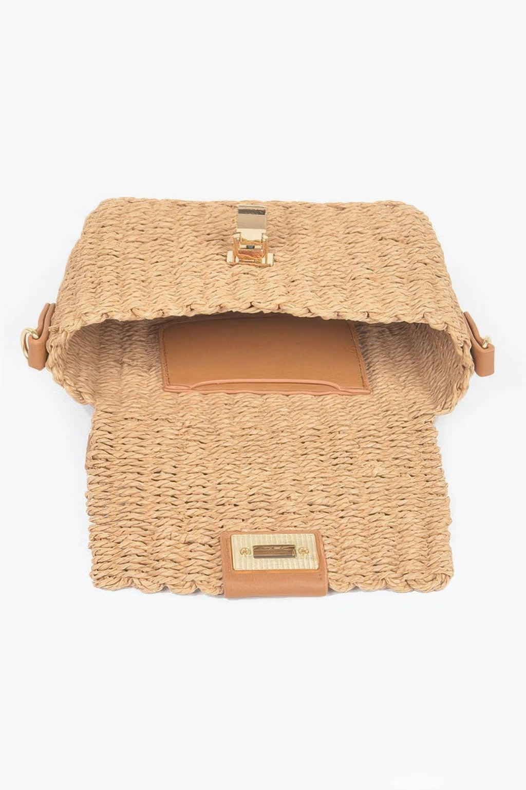 Faux Straw Top Handle Bag