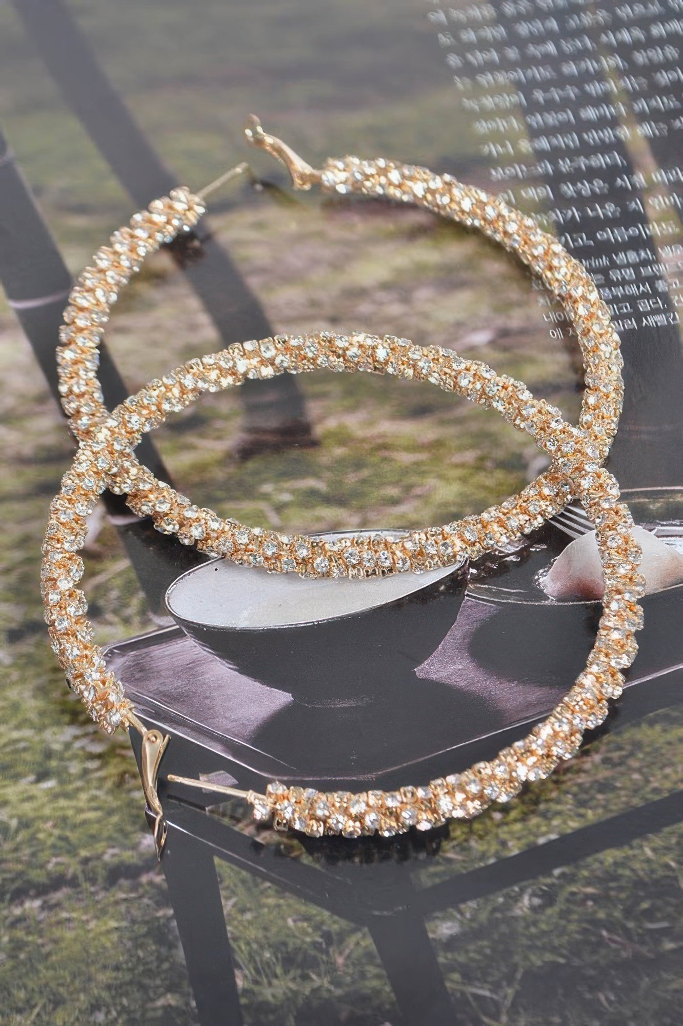 Twisted Rhinestone 80mm Hoop Earrings