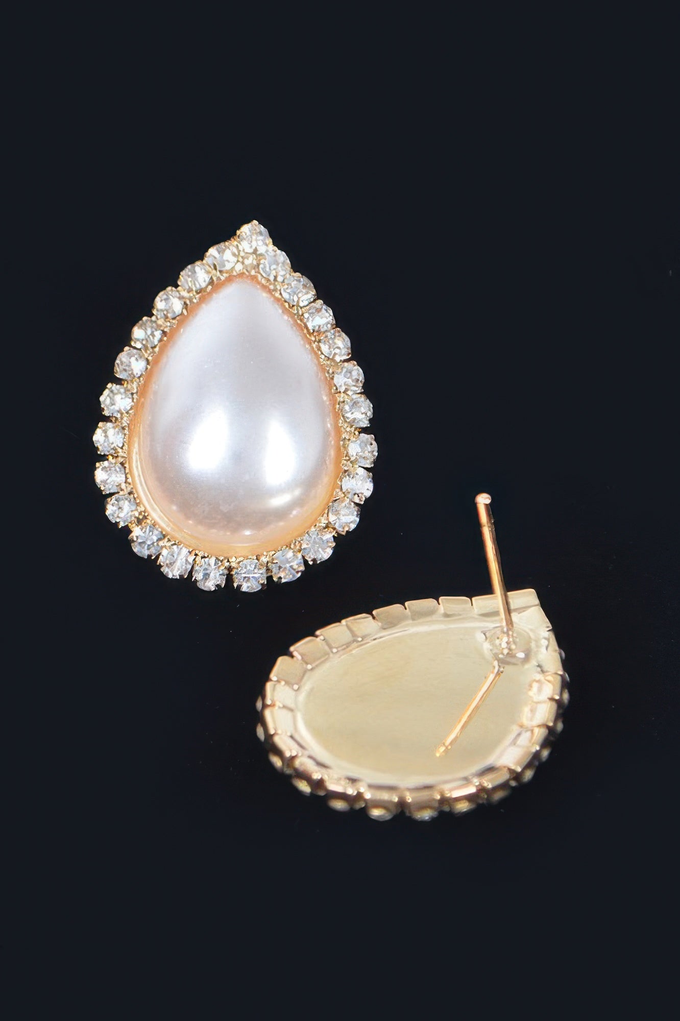 Teardrop Pearl Stud Earrings