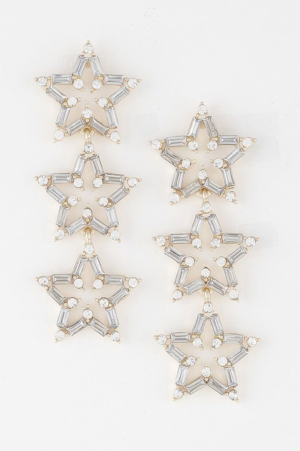 Crystal Triple Star Drop Earrings