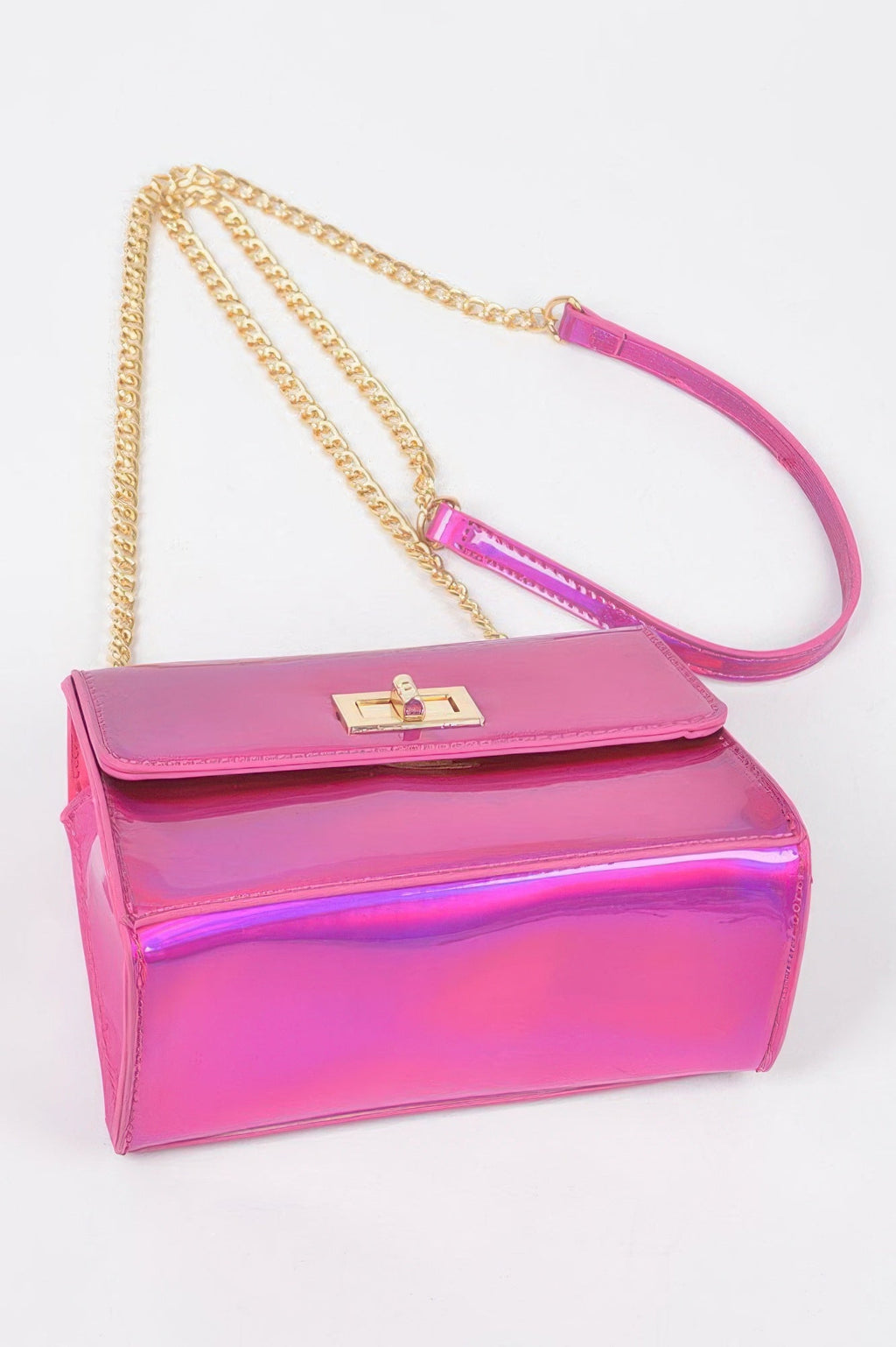 Mirror Metallic Flap Crossbody Bag