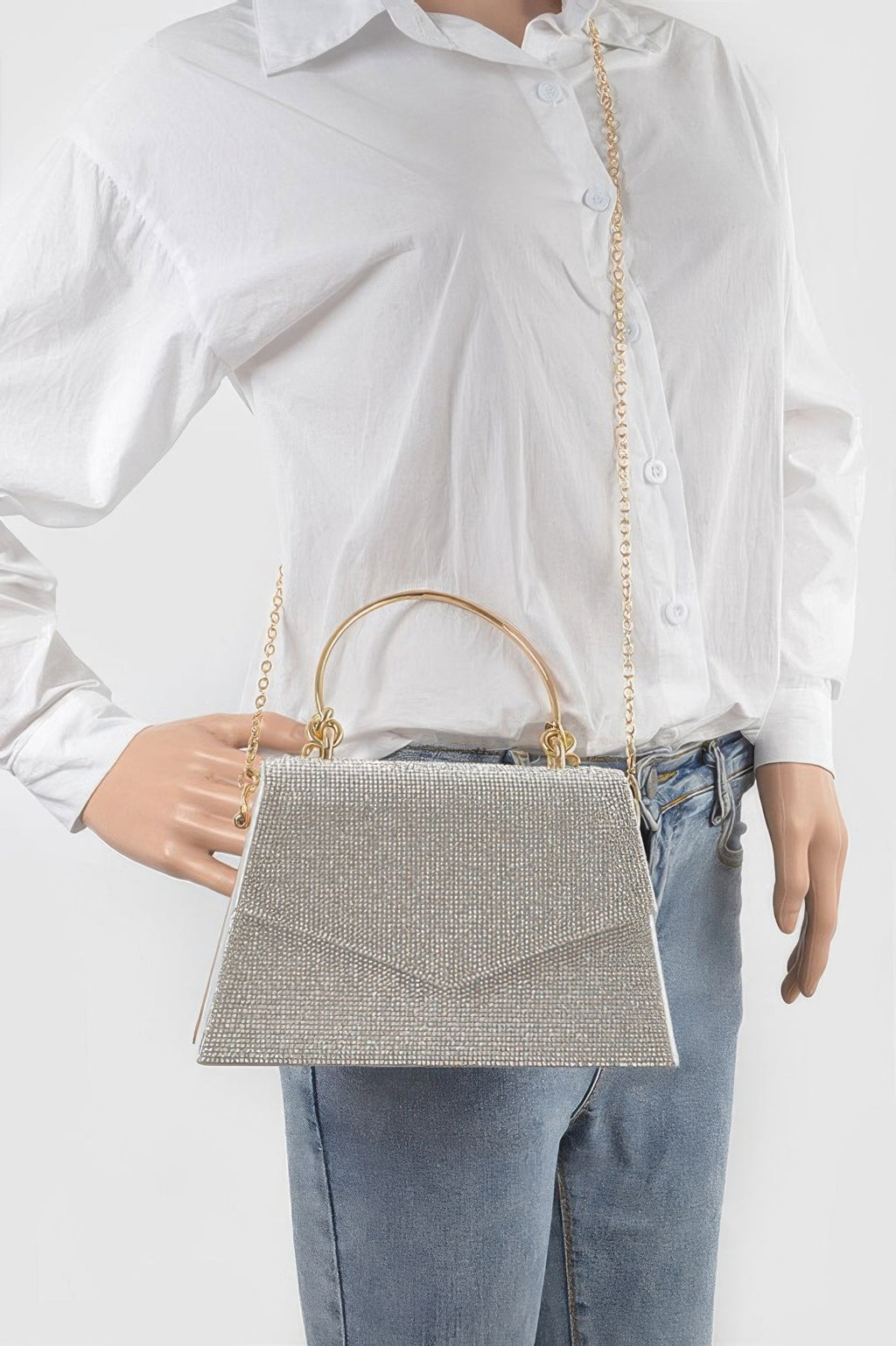 Rhinestone Metal Handle Bag