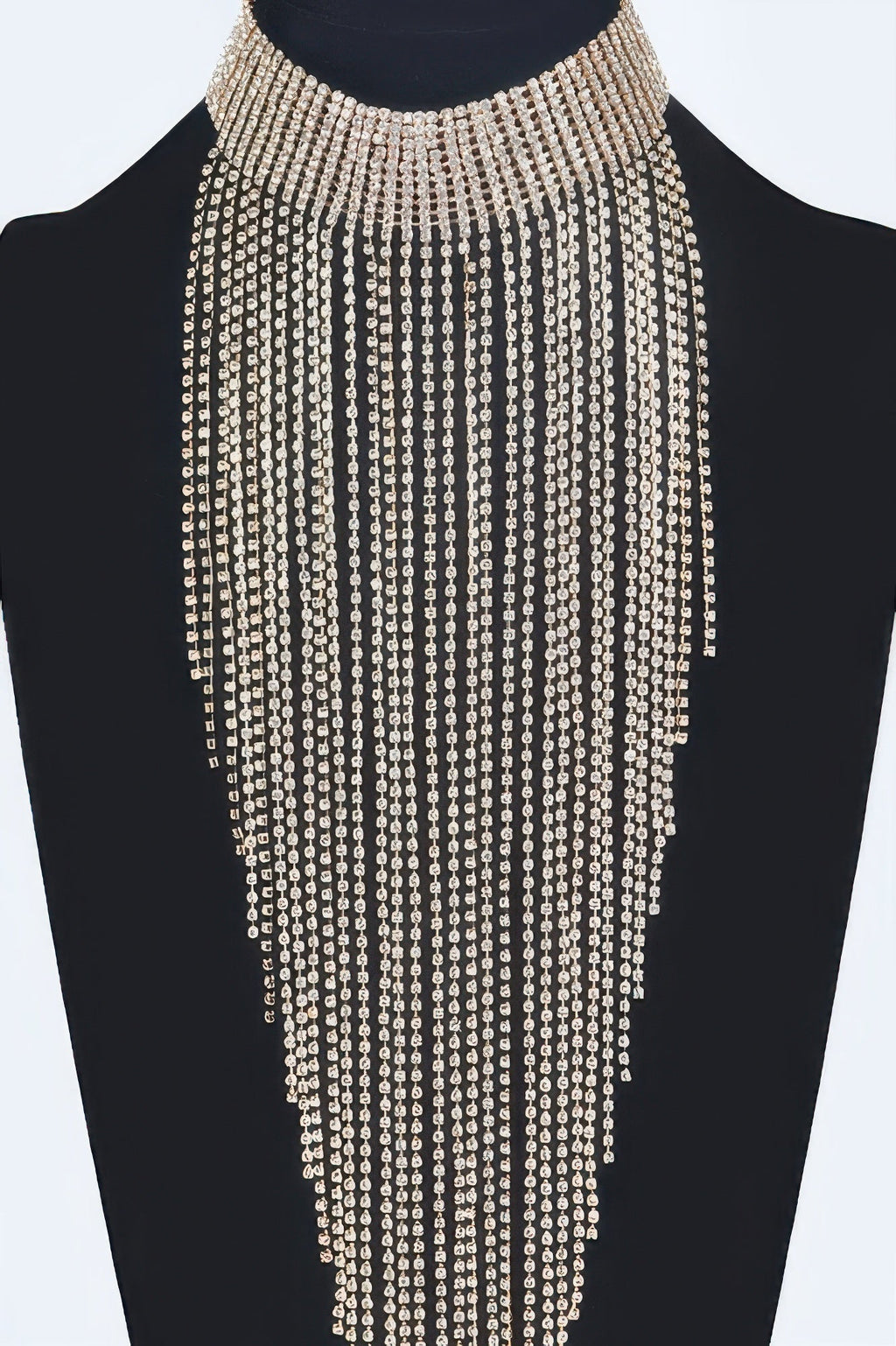 Rhinestone Choker Tassel Necklace