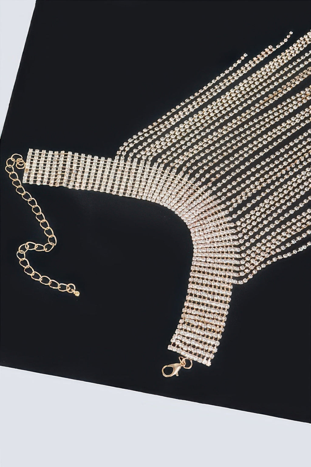 Rhinestone Choker Tassel Necklace