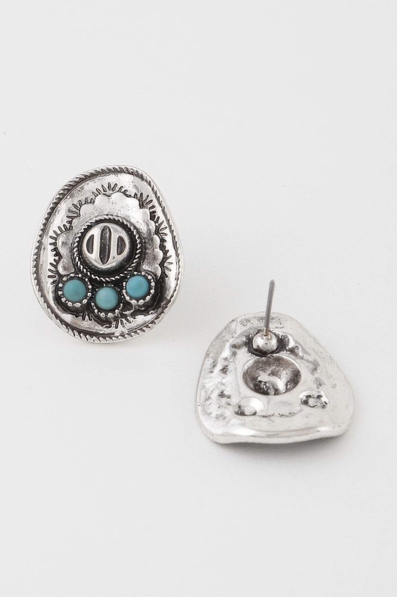 Vintage Stone Plate Earrings