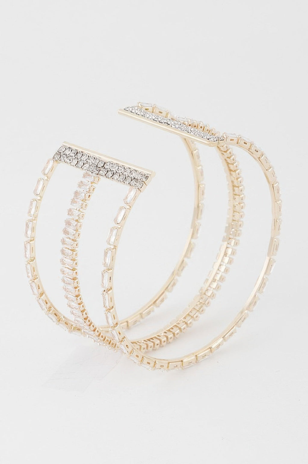 Wide Triple Crystal Cuff Bracelet
