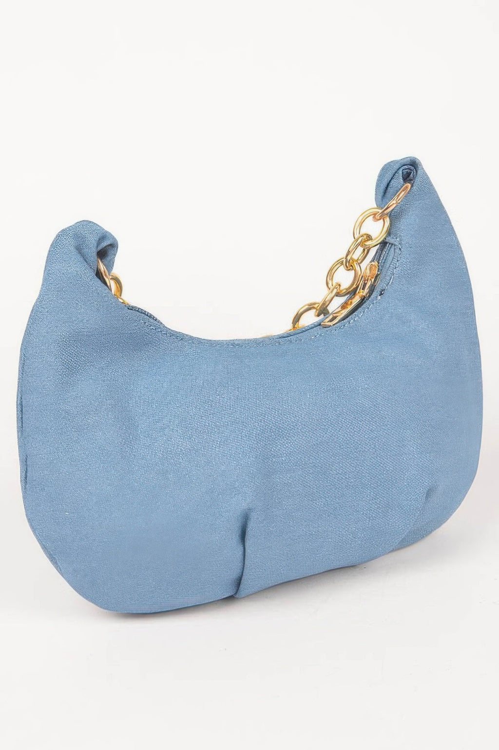 Denim Stone Stud Chain Handle Bag