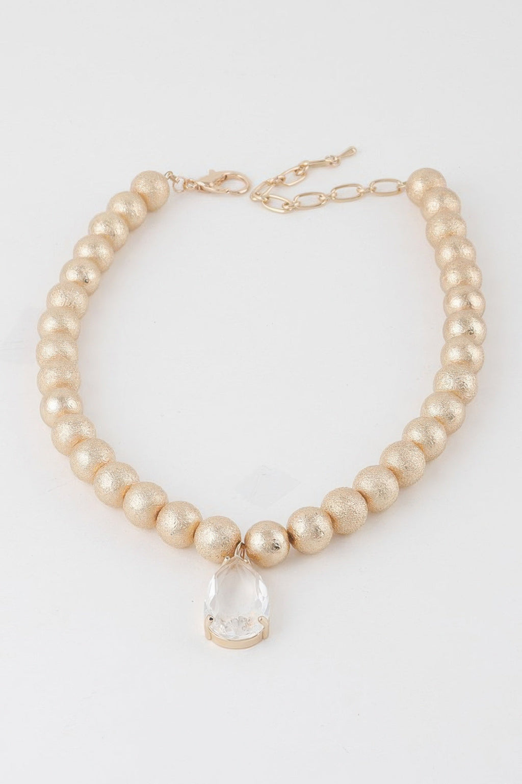 Clear Teardrop Beaded Necklace