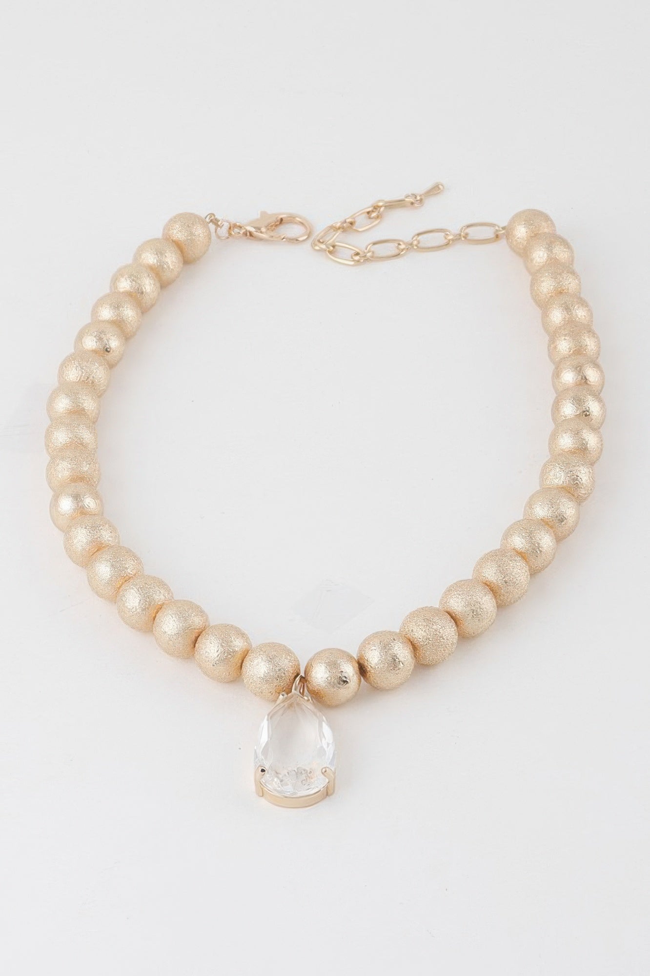 Clear Teardrop Beaded Necklace