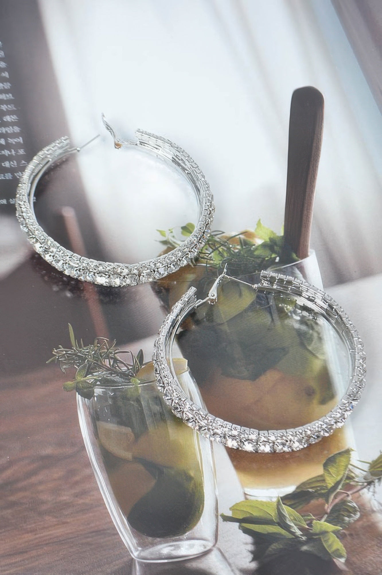 Multi Rhinestone 60mm Hoop Earrings