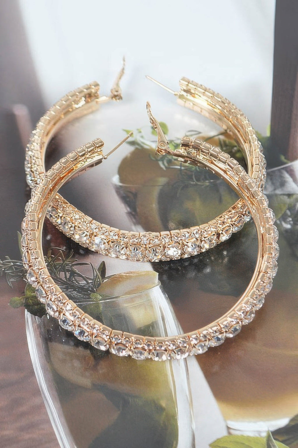 Multi Rhinestone 60mm Hoop Earrings