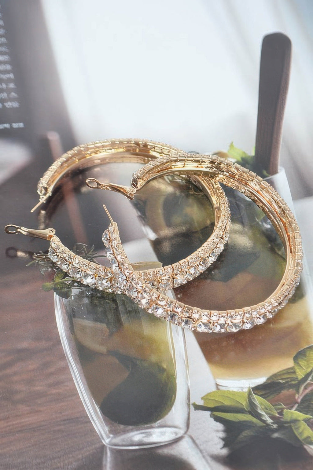 Multi Rhinestone 60mm Hoop Earrings