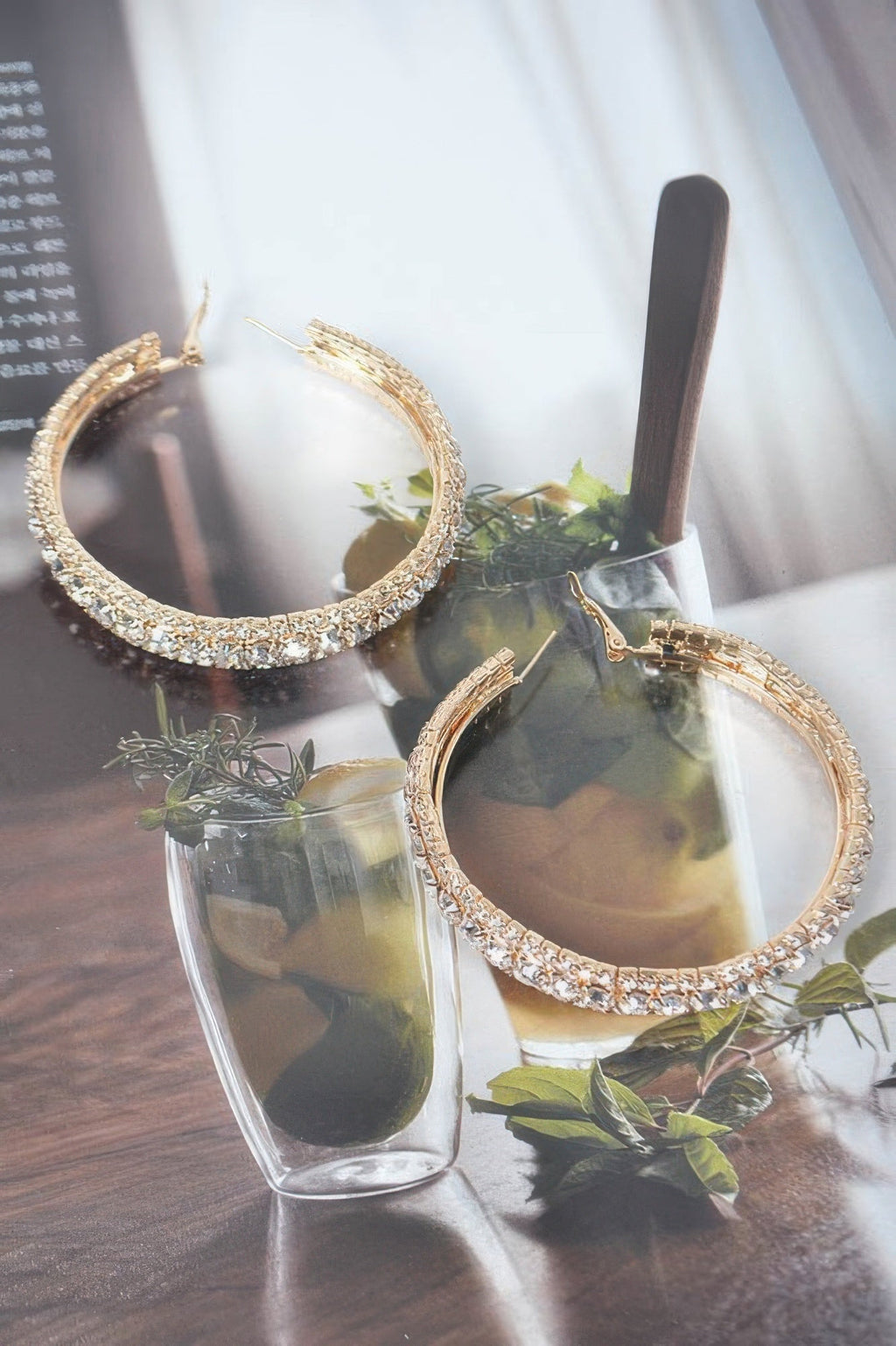 Multi Rhinestone 60mm Hoop Earrings