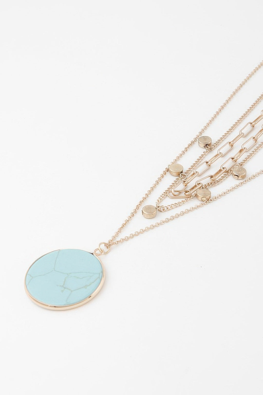 Multi Stone Pendant Chain Necklace