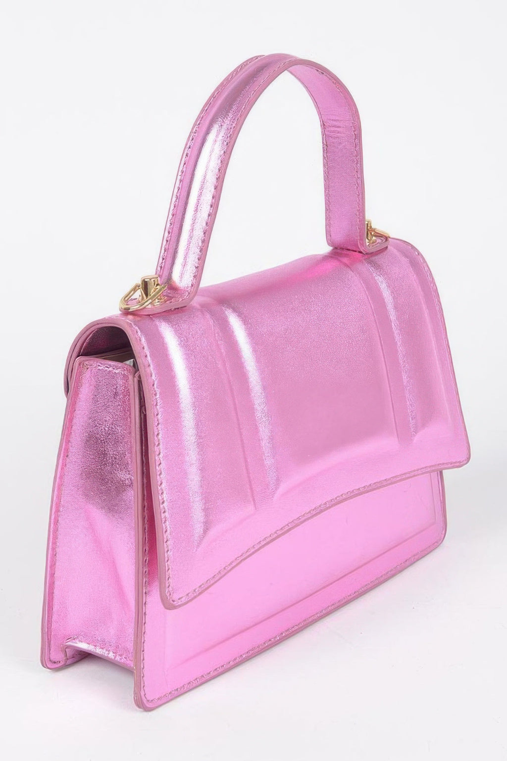 Metallic Top Handle Crossbody Bag