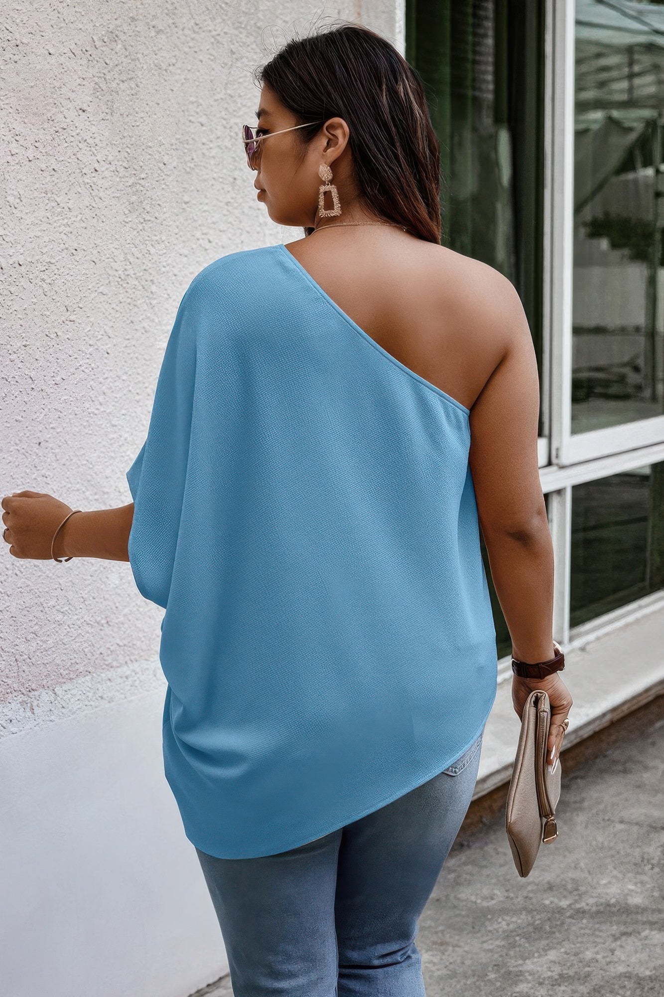 Plus One Shoulder Solid Casual Loose Fit Shirt