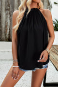 Sleeveless Halter Ruched Tunic Solid Loose Top