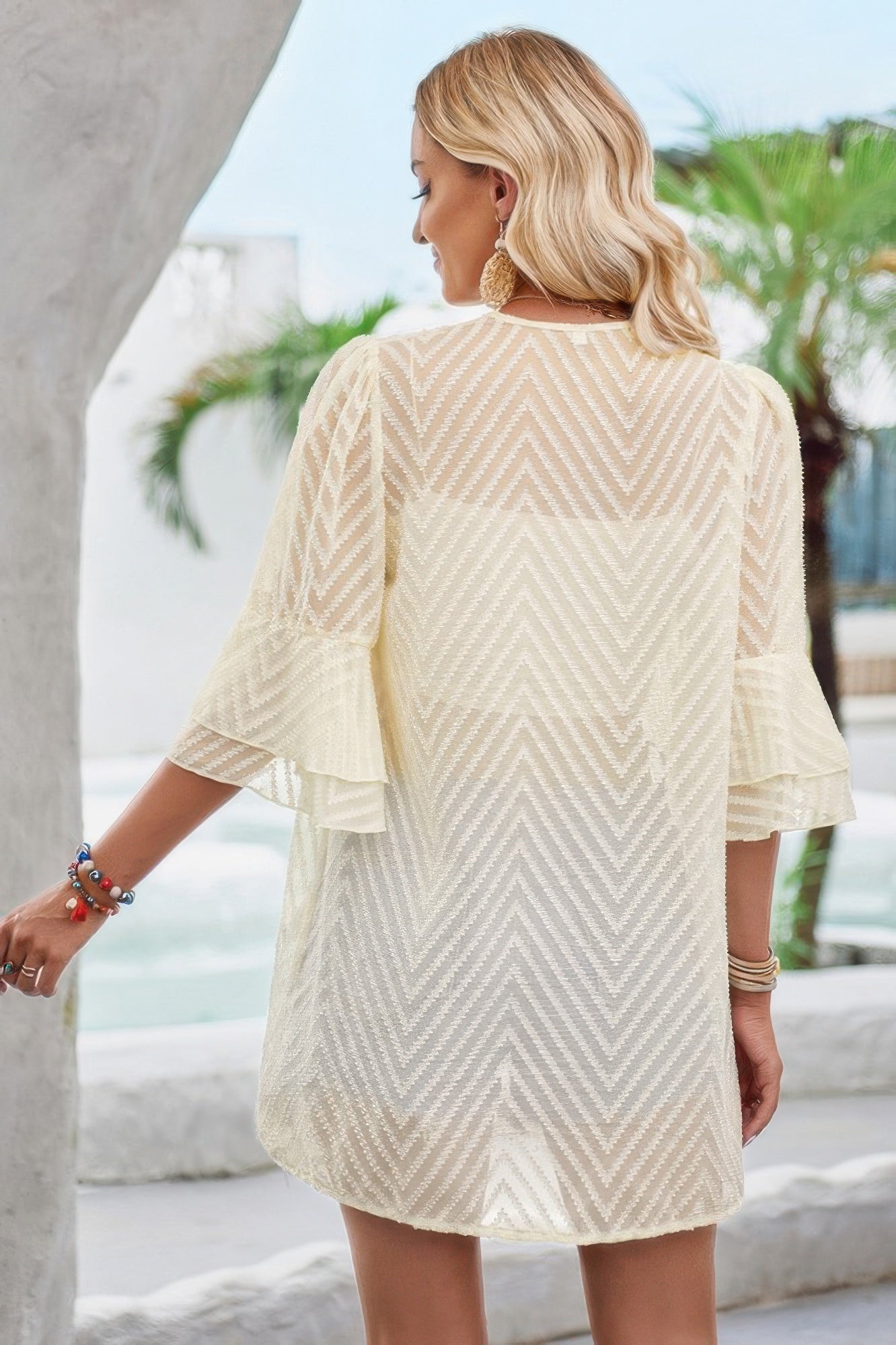 Double Layer Ruffle Bell Sleeves Cover Up Cardigan