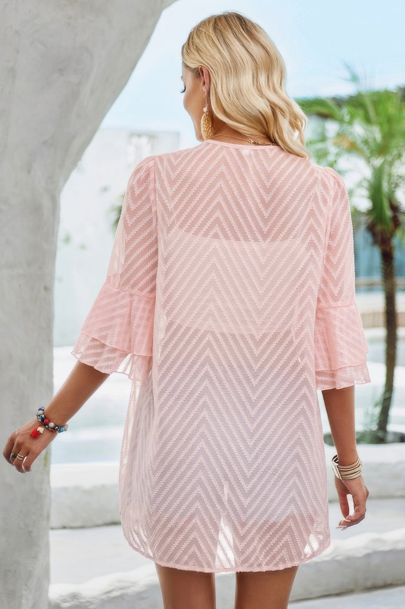 Double Layer Ruffle Bell Sleeves Cover Up Cardigan