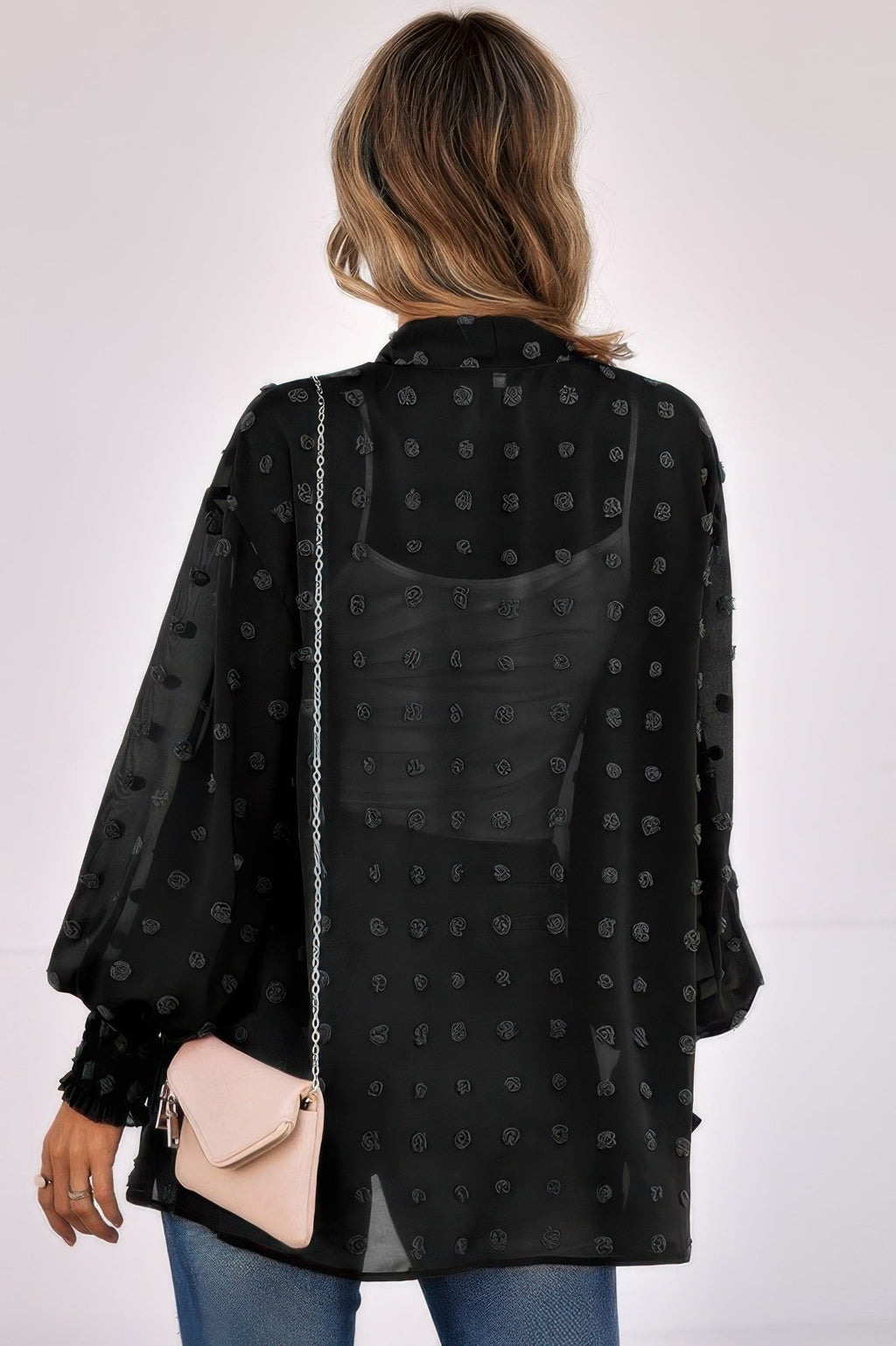Polka Dot Kimono Loose Front Open Top