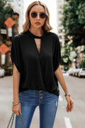 Solid Cut Out Drop Shoulder Loose Shirt