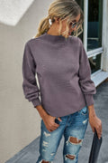 Drop Shoulder Solid Mock Neck Classic Knitted Sweater