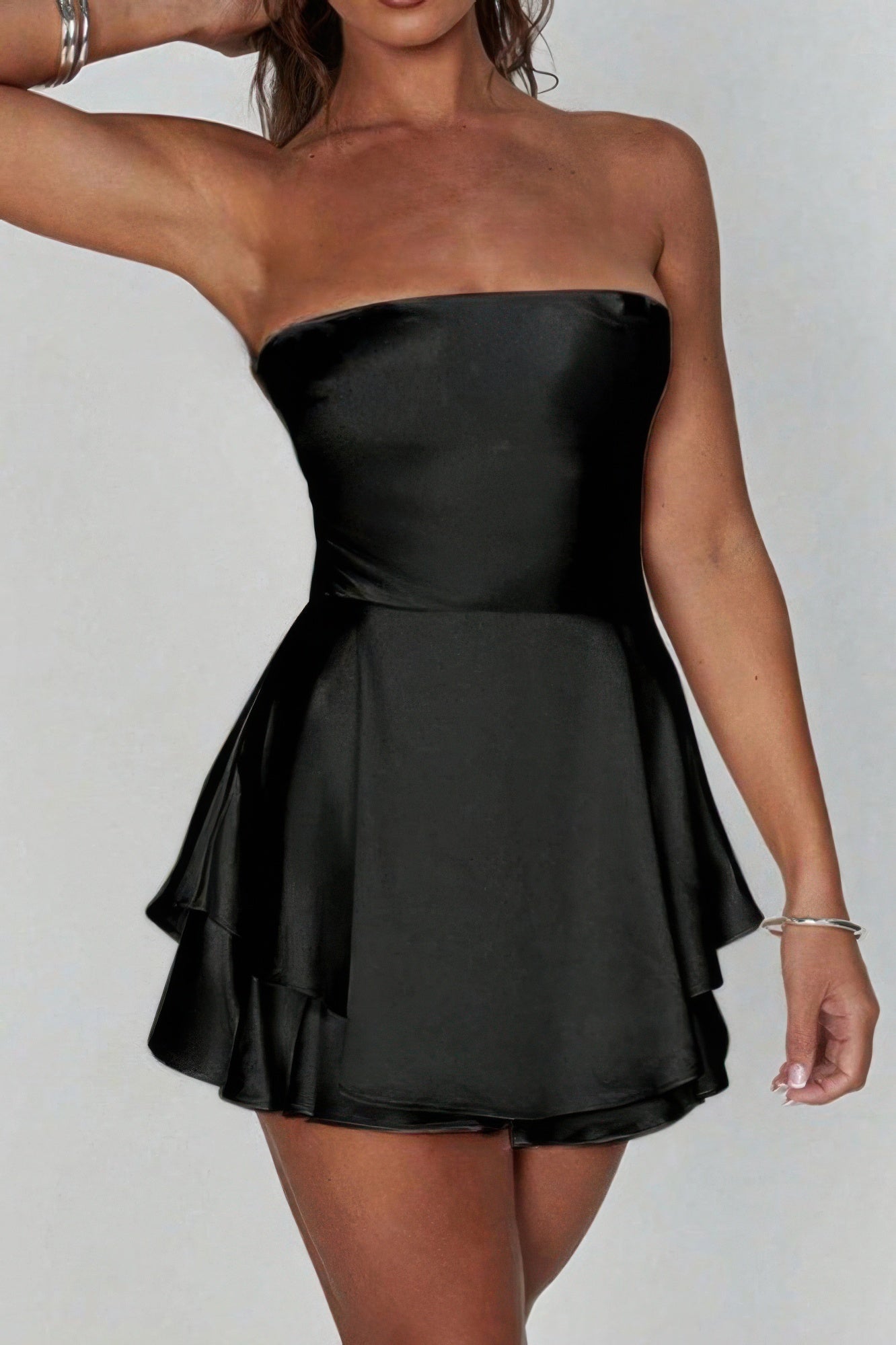 Solid Backless Lace Up Tube Fit Mini Dress