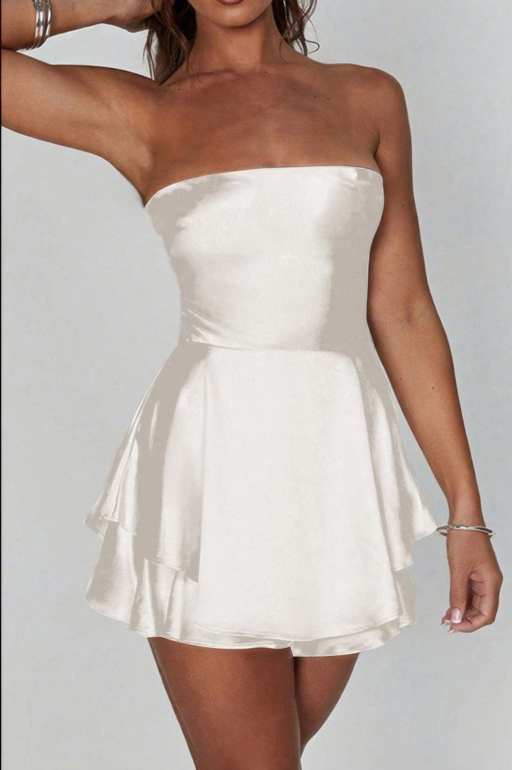 Solid Backless Lace Up Tube Fit Mini Dress