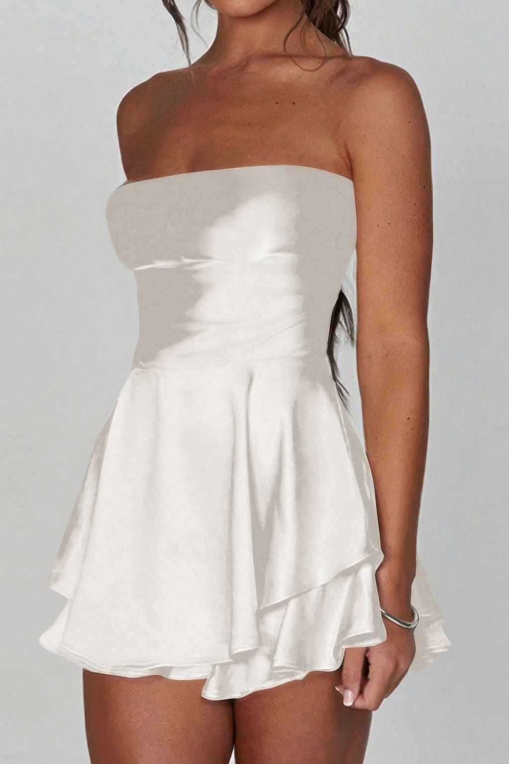 Solid Backless Lace Up Tube Fit Mini Dress