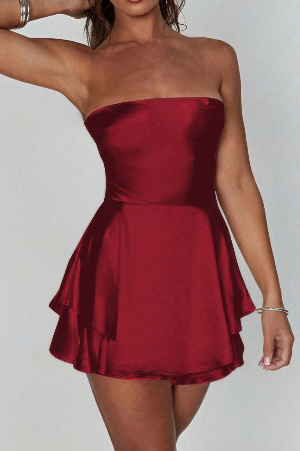 Solid Backless Lace Up Tube Fit Mini Dress