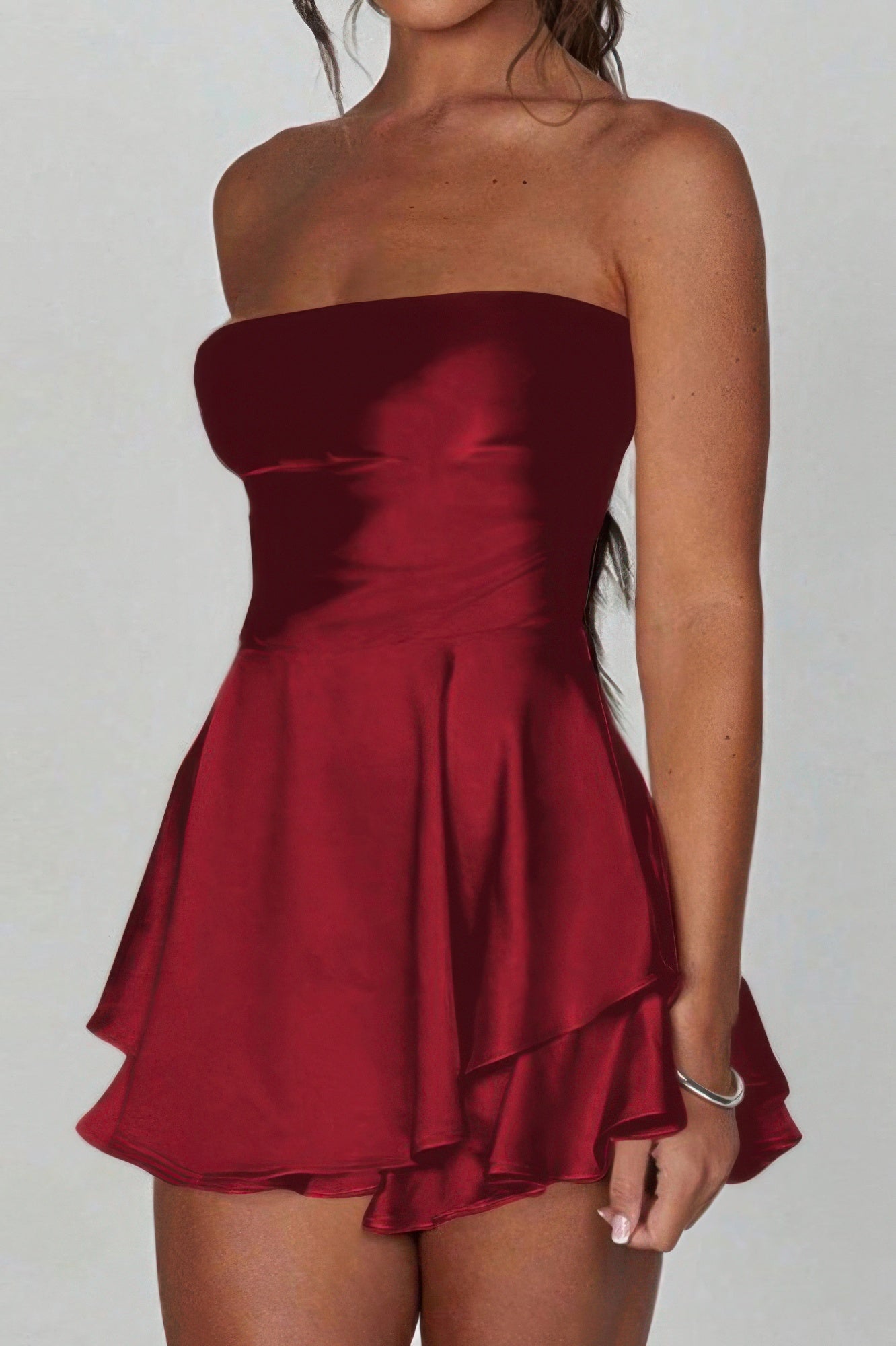 Solid Backless Lace Up Tube Fit Mini Dress