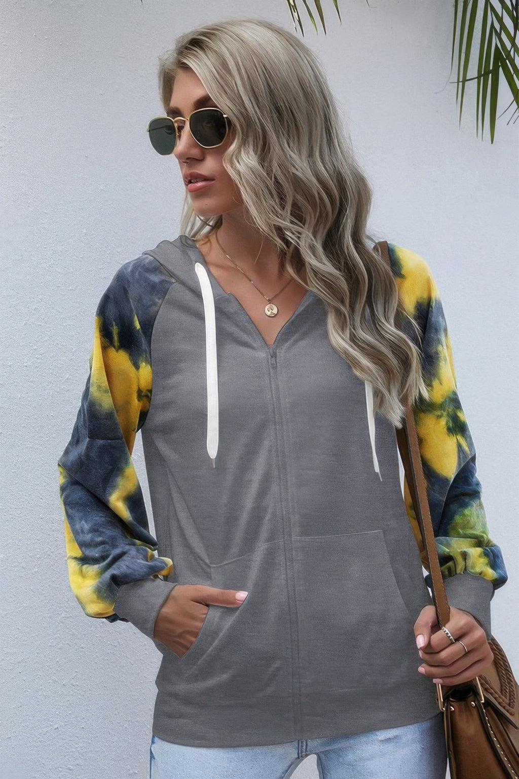 Tie Dye Full Zip Front Open Loose Hoodie